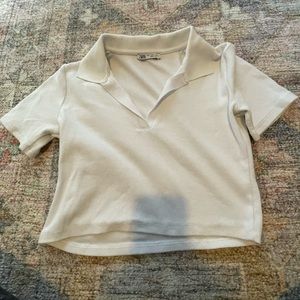 Collared white crop top